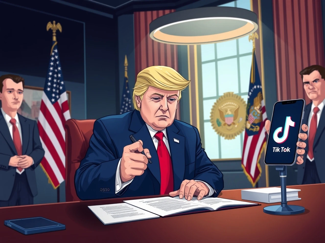 President Trump signing the TikTok deal executive order to save US operations
