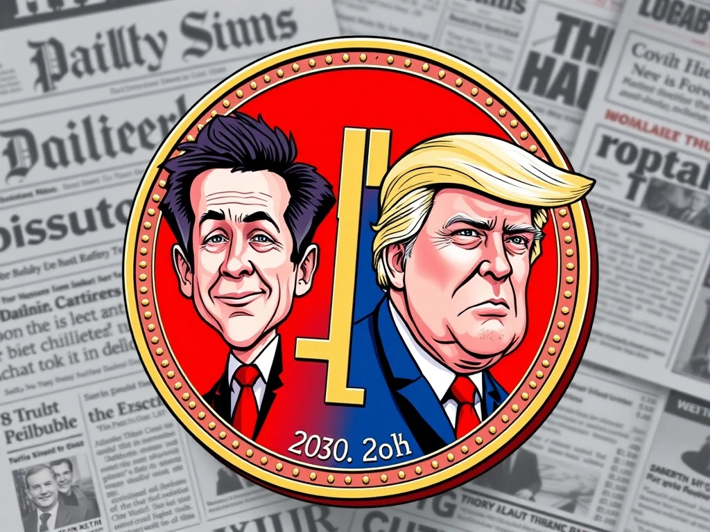 Satirical Trump Corruption Coin exposing political cryptocurrency tactics between Newsom and Trump