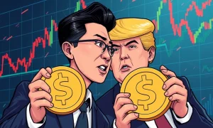 Trump-linked crypto market analysis showing Justin Sun conflict impact