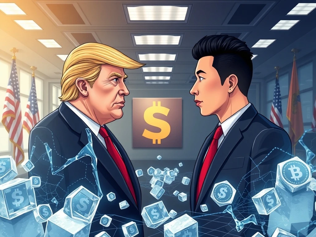 Trump crypto governance crisis showing frozen digital assets and centralization contradiction