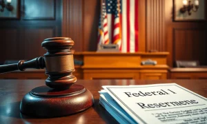 Court ruling blocking Trump Fed takeover attempt with legal documents and judge's gavel