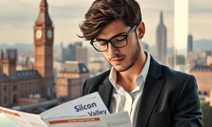 British tech professional analyzing H-1B visa documents with significant fee increase