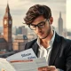 British tech professional analyzing H-1B visa documents with significant fee increase