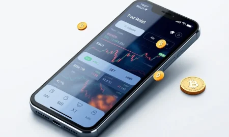 Trust Wallet mobile interface displaying tokenized stocks trading with seamless blockchain integration
