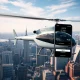 Uber urban air mobility service featuring Blade helicopters over city skyline
