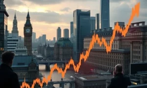UK borrowing costs crisis showing soaring government bond yields and economic uncertainty