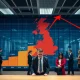 Graph showing UK hiring slump compared to European competitors with downward trend