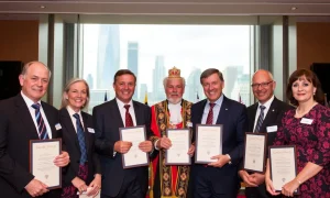Lord Mayor presenting UK innovation awards to business leaders in prestigious ceremony