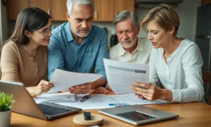 Family addressing university funding gap through financial planning for education costs