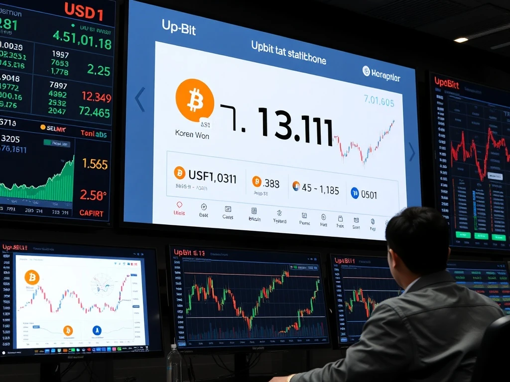 Upbit USD1 listing dashboard showing stablecoin trading pairs and institutional market analysis
