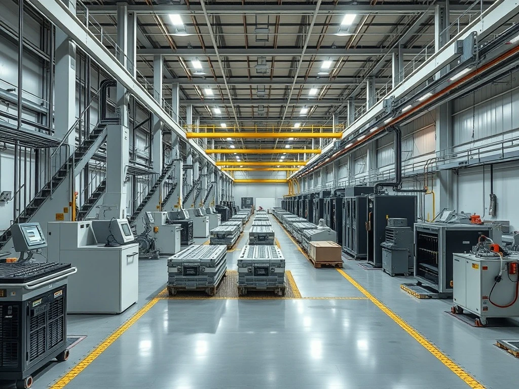 Failed US battery manufacturing facility showing empty production lines and abandoned equipment