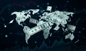 Global financial network demonstrating US dollar dominance in international currency markets