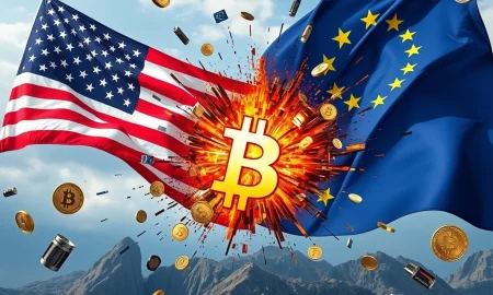 US and EU digital asset policies discussion with blockchain technology background