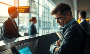 US government decision impacting airline consumer rights at airport counter scene