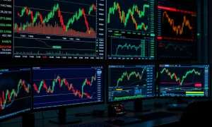 US stock market crypto relationship analysis showing interconnected financial data streams