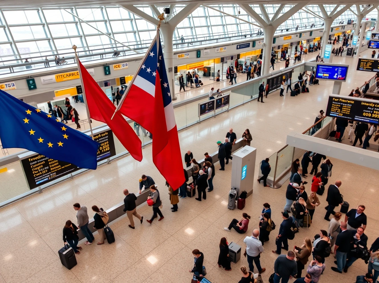 US travel fees increase impacting European and British travelers at airport immigration