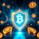 DeFi security protection against phishing attack with digital shield safeguarding cryptocurrency assets