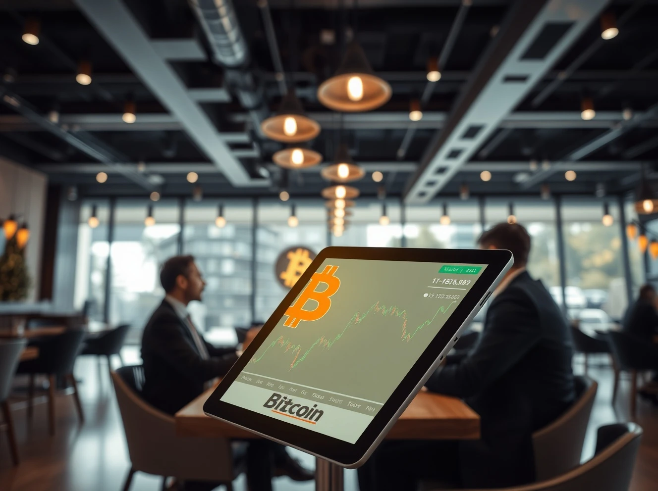 Corporate Bitcoin investments strategy meeting showing restaurant executives analyzing cryptocurrency market data