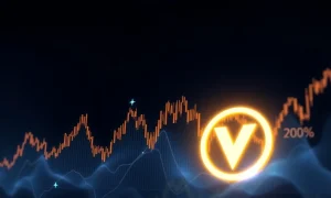 VET cryptocurrency price chart showing dramatic 106% surge amid market volatility