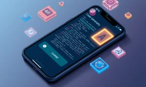 Vibe coding mobile apps showing low adoption rates on smartphone screen with AI coding interface