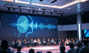 Mati Staniszewski presenting revolutionary voice AI technology at StockPil Disrupt 2025 conference
