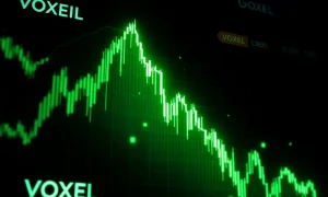 VOXEL cryptocurrency dramatic price surge chart showing massive 253% gain in 24 hours