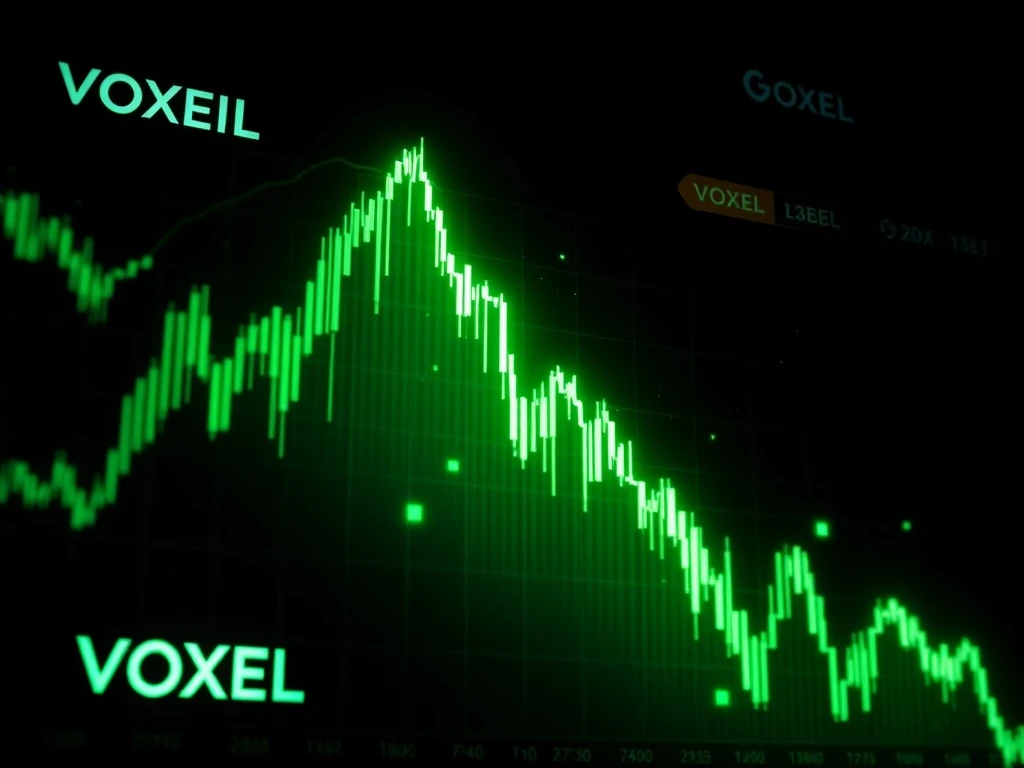 VOXEL cryptocurrency price surge showing dramatic 36% gain on volatile trading chart