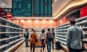 Walmart financial loss analysis showing empty store shelves and declining revenue charts