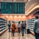 Walmart financial loss analysis showing empty store shelves and declining revenue charts