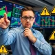 Financial strategist analyzing market pullbacks warning signals on trading charts