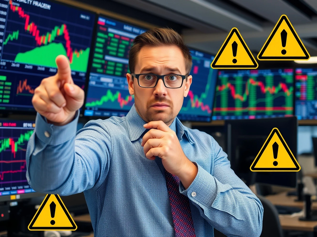 Financial strategist analyzing market pullbacks warning signals on trading charts