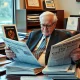Warren Buffett reading habits demonstrated through his daily routine with books and financial reports