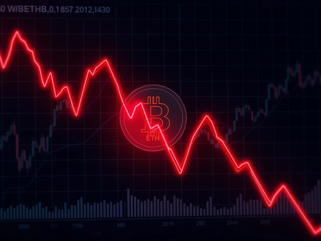 WBETH price decline chart showing sharp cryptocurrency drop with technical indicators