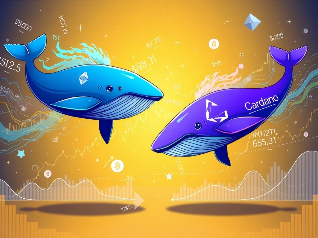 Cryptocurrency whale activity analysis showing Ethereum and Cardano market movements and investment signals