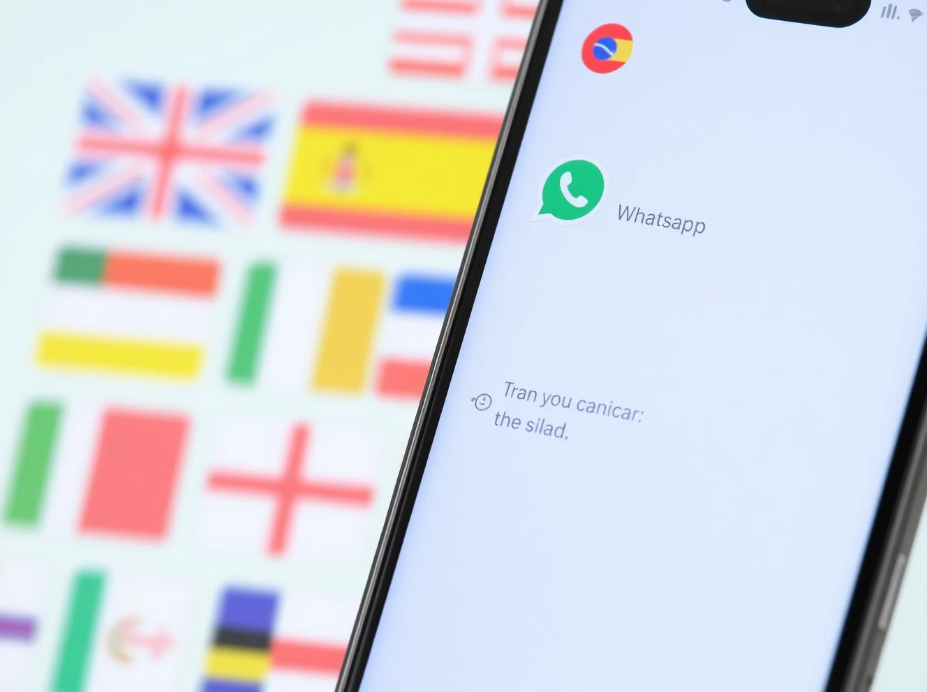 WhatsApp message translation feature showing multilingual chat interface