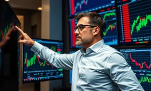 Financial analyst demonstrating where to invest now during market volatility with charts and data screens