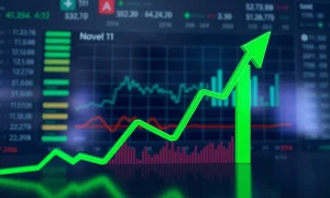 Stock market climbing upward trend showing financial growth and investor confidence