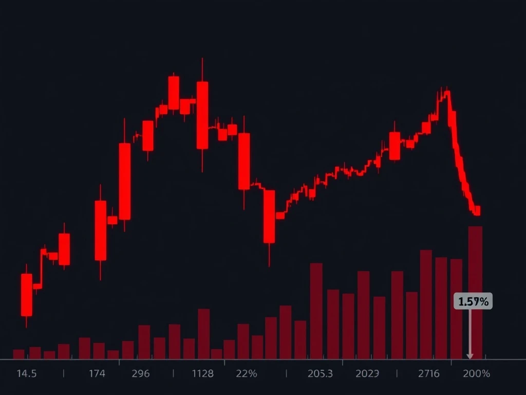 Dramatic WLFI cryptocurrency crash chart showing historic 299% plunge with bearish indicators