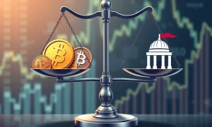 WLFI token analysis showing cryptocurrency and political influence balance scale