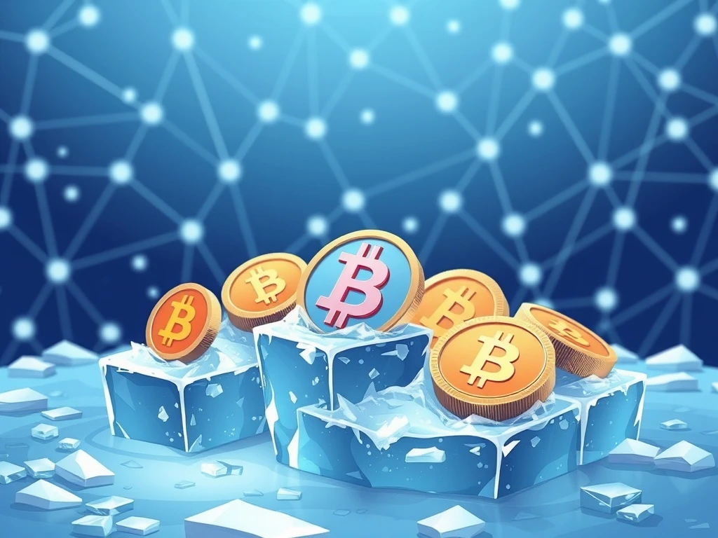 WLFI token frozen in blockchain ice block showing governance risks