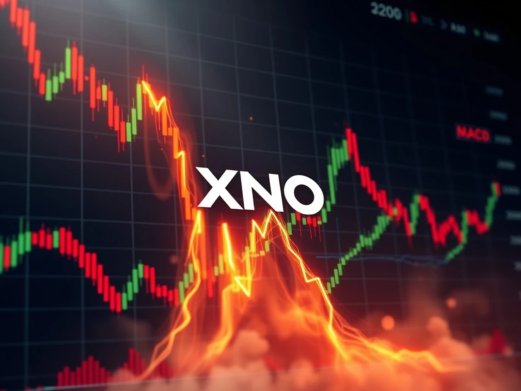 XNO cryptocurrency price chart showing dramatic 160% surge with technical indicators highlighting volatility risks