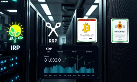XRP cloud mining platform showing renewable energy data center and daily income dashboard