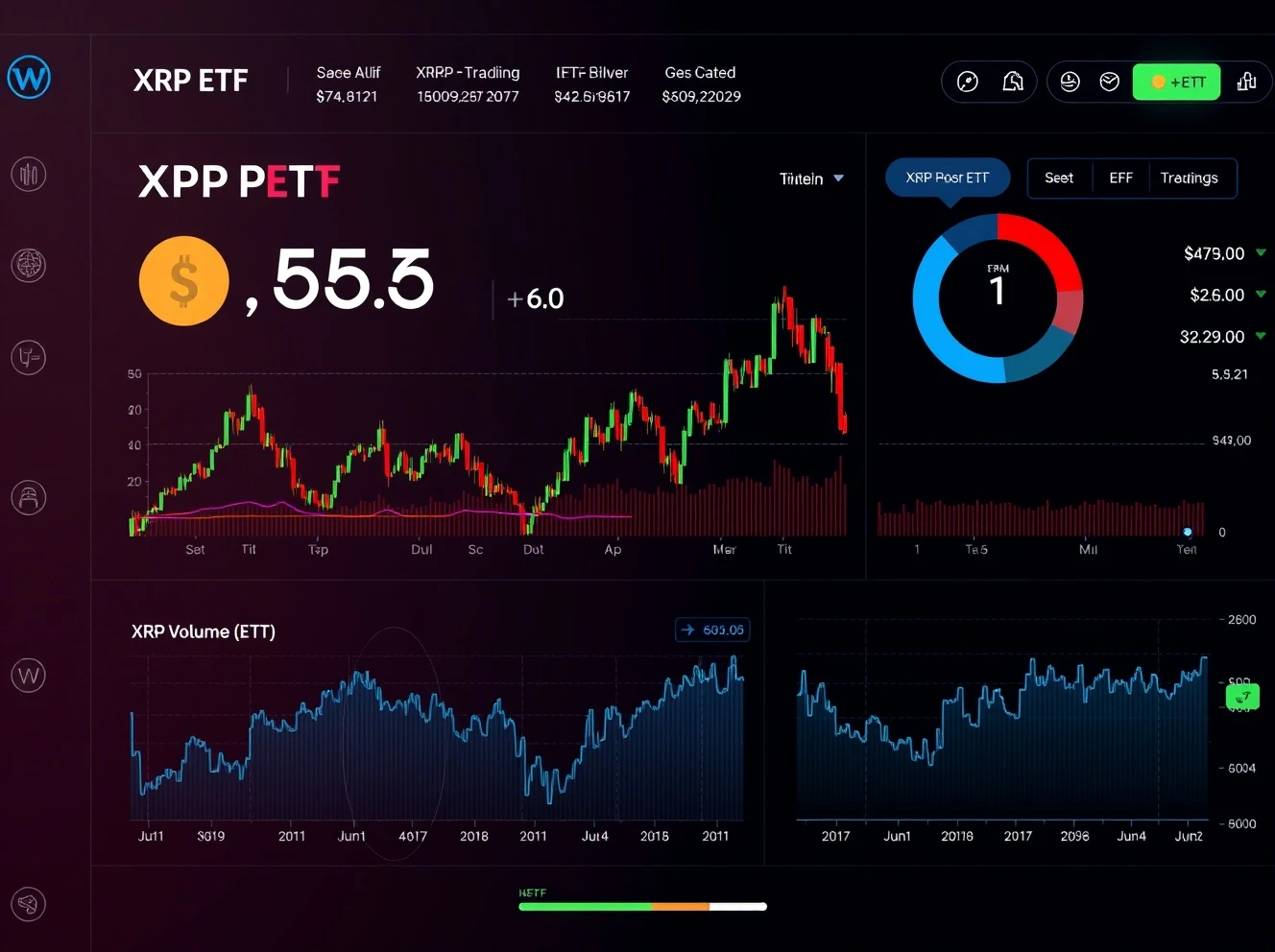XRP ETF trading dashboard showing record-breaking $24 million volume performance