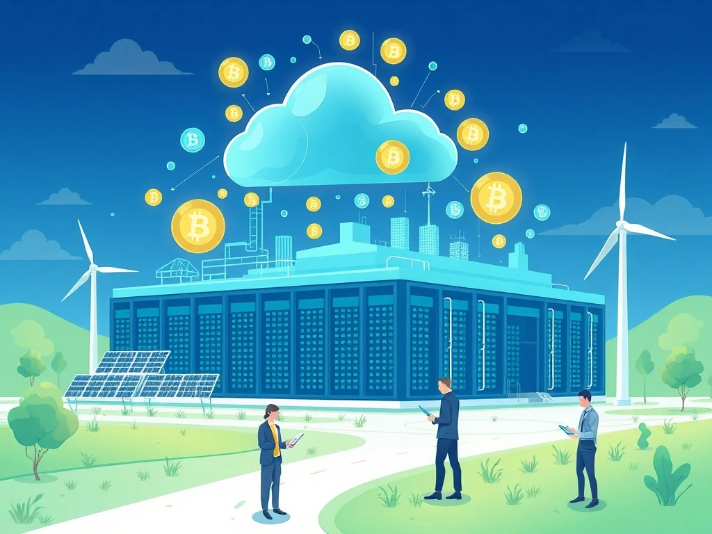 AI-driven cloud mining platform generating passive cryptocurrency income with renewable energy