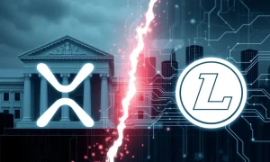 Cryptocurrency investment comparison showing XRP institutional adoption versus Litecoin peer-to-peer utility