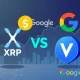 XRP news today showing cryptocurrency competition between Google blockchain and rising VET partnerships