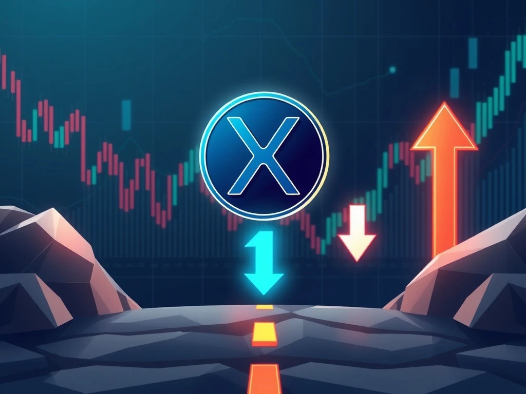XRP price analysis showing critical support test at crossroads between breakout and collapse