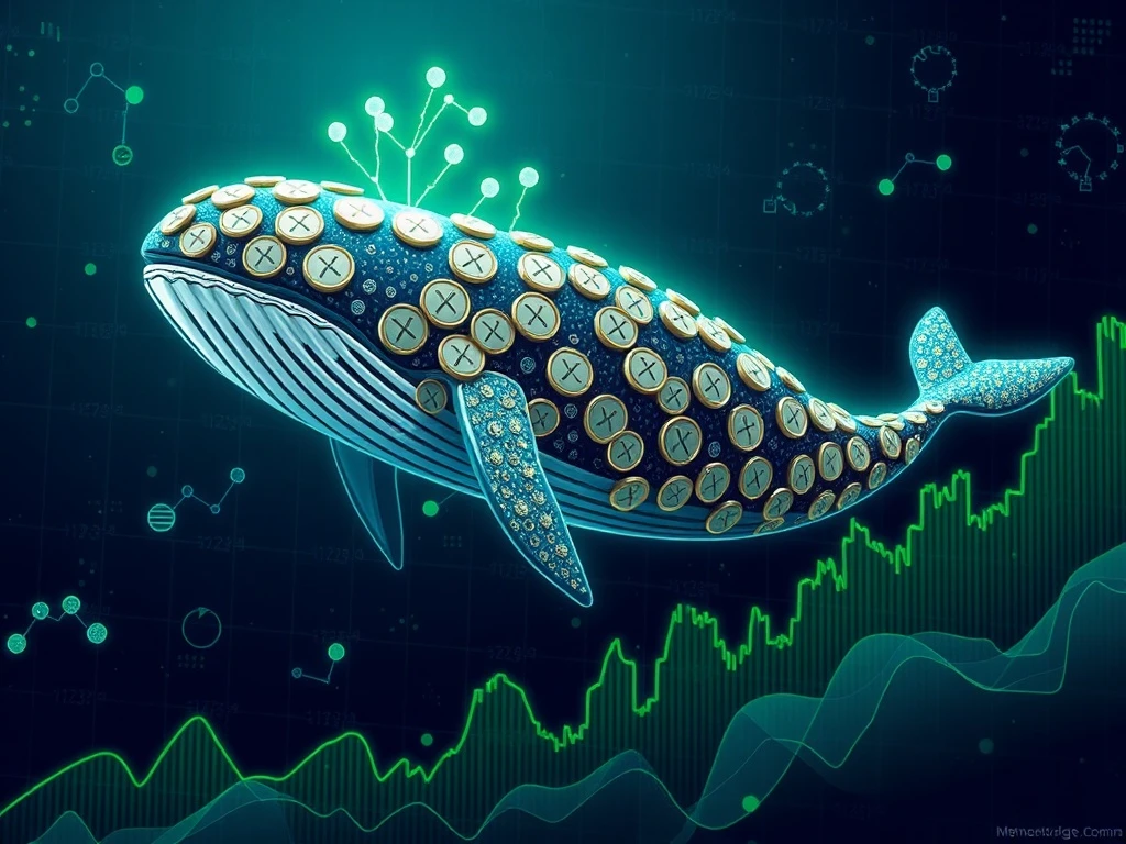 XRP rally potential shown through whale-shaped coin movement ascending through financial charts