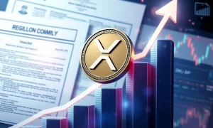 XRP cryptocurrency surging amid regulatory landscape and financial charts