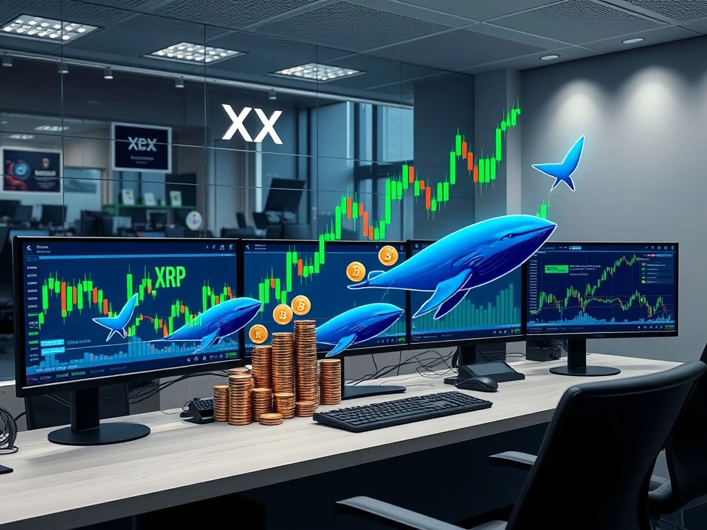 XRP price chart showing bull flag pattern with whale accumulation indicators signaling potential breakout